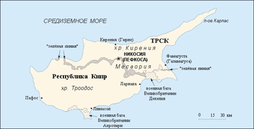 Карта северного кипра с городами