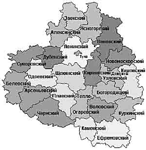 Карта тульской области подробная с населенными пунктами