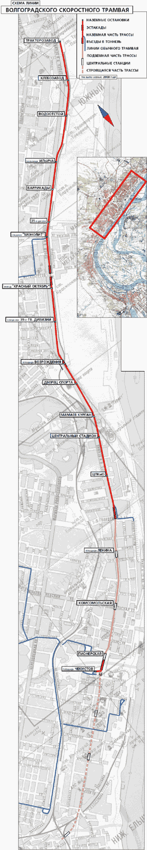 Схема волгоградского скоростного трамвая