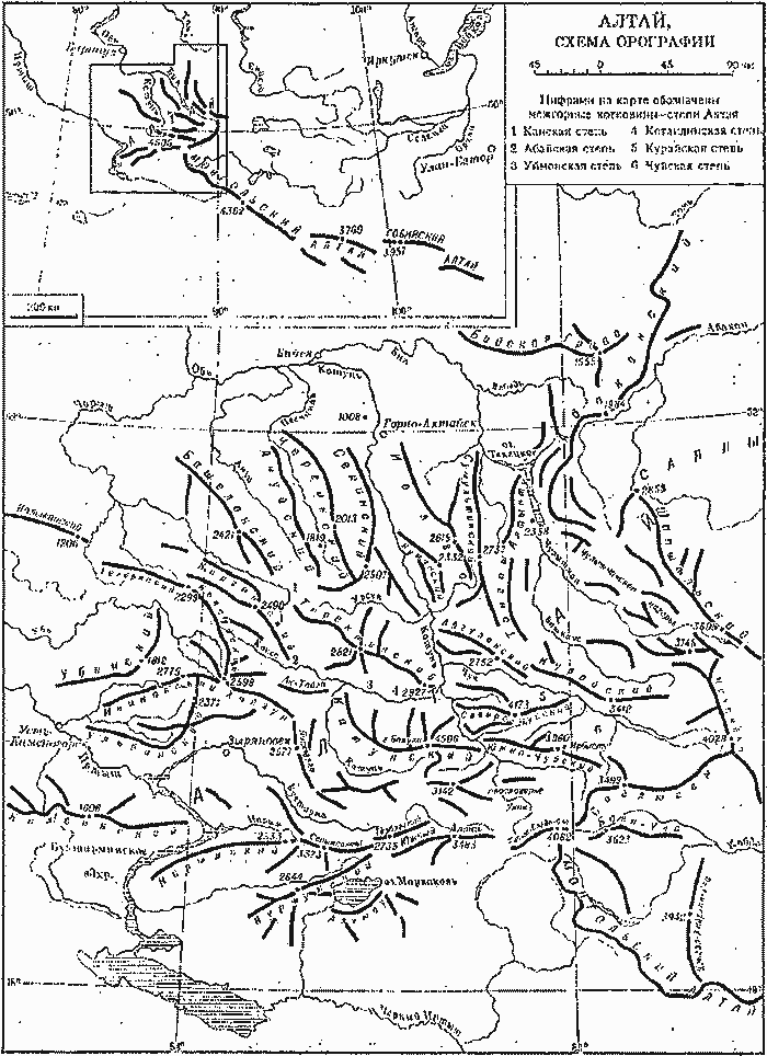 Хребты горного алтая карта