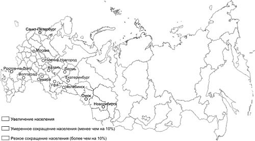 Карта россии миллионники