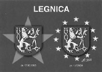 Герб Легницы: трансформация от советской красной звезды (1933) до 12 звезд Евросоюза (2004)