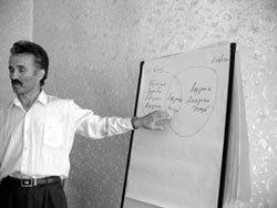 Задачи на пересечение множеств распространяются по миру. Лето 2004 г., Душанбе, варзобское ущелье: учитель из памирского кишлака (Шугнанский район Горно-Бадахшанской автономной области) Кабутаршо МИРШОЕВ представляет свою разработку «колец»