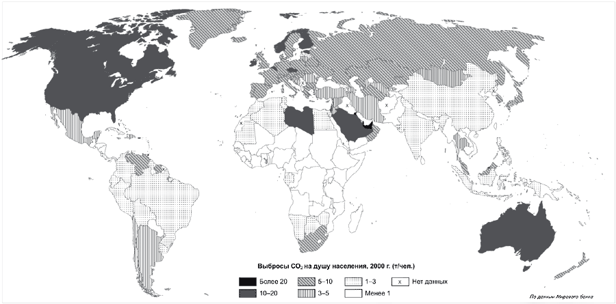 Карта выброса co2