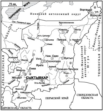 Карта рек республики коми подробная