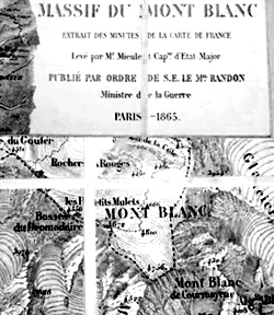 Монблан на французской карте, выпущенной в Париже в 1865 г.