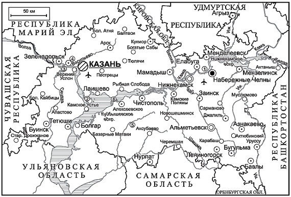 Карта республики татарстан контурная карта