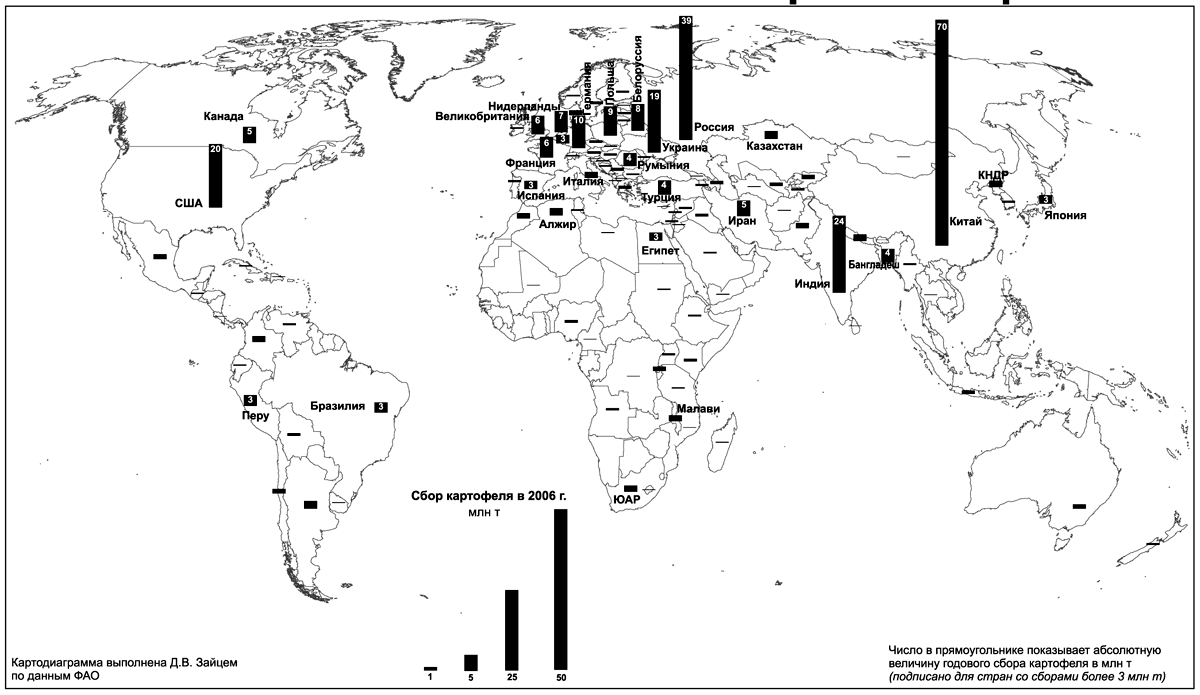 Карта распространения картофеля