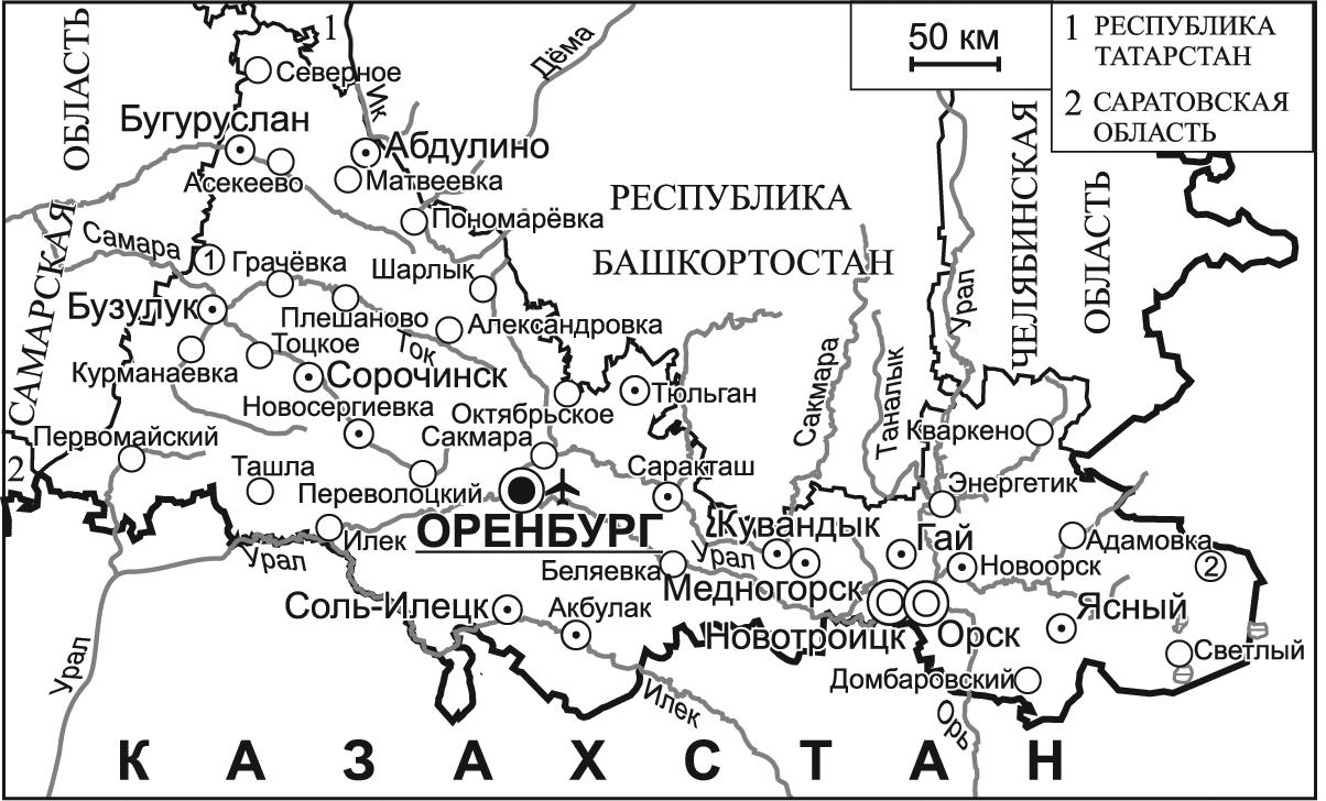 Карта оренбургской