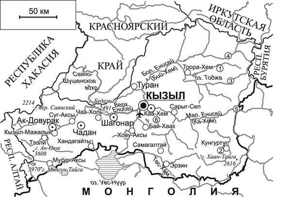 Карта республики тыва с населенными пунктами подробная